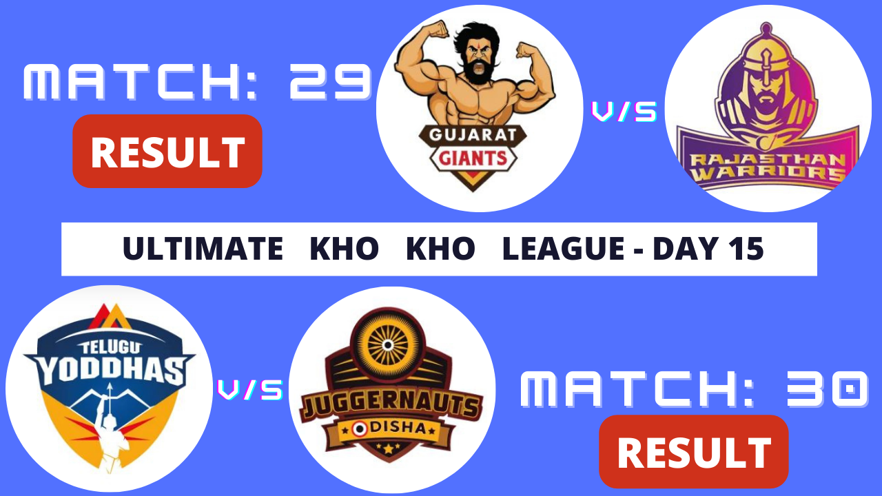 Ultimate Kho Kho Day 15 Result, Awards and match highlights